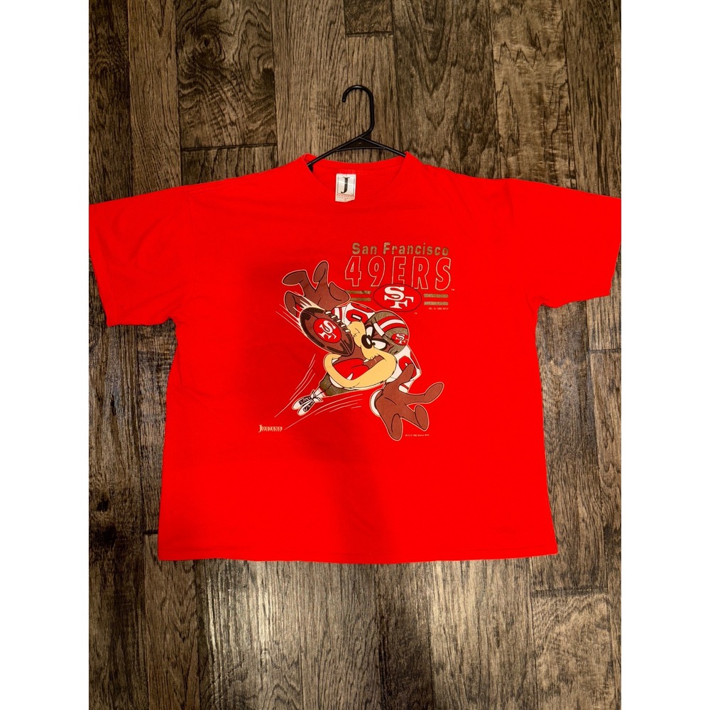 Vintage 1992 San Francisco 49ers Taz T-Shirt Jostens Red XL Made in USA NFL Taz